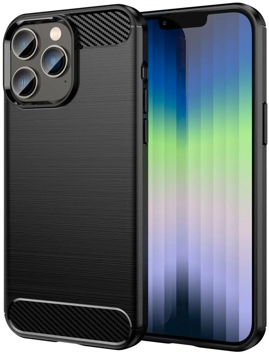 MobiQ Carbon Look Hoesje iPhone 14 Pro Max 13-02171 - Zwart