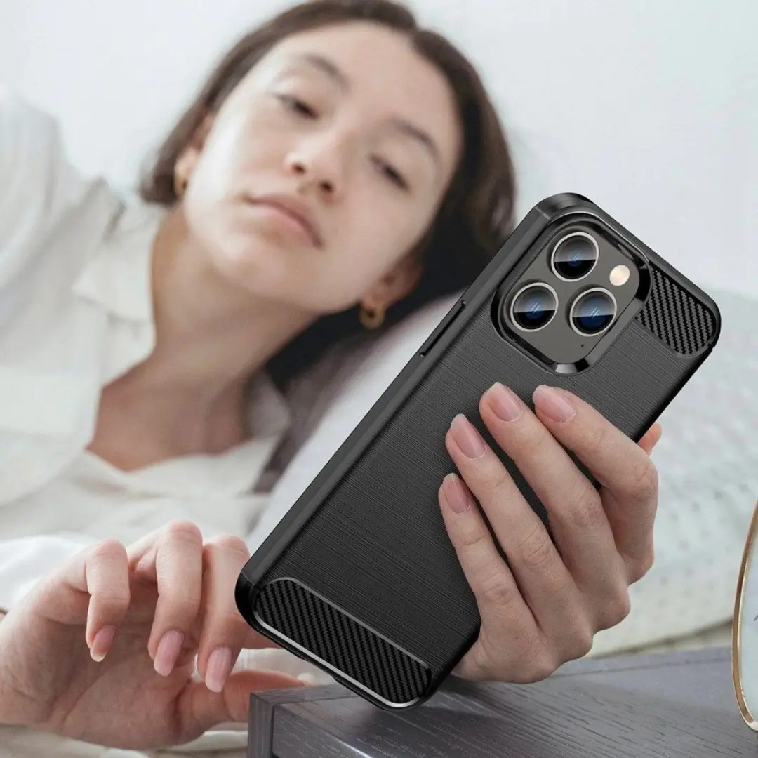 MobiQ Carbon Look Hoesje iPhone 14 Pro Max 13-02171 - Zwart