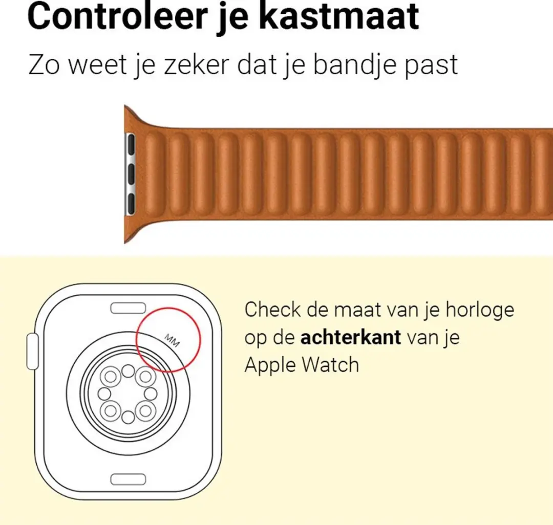 MobiQ Leather Link Magnetisch Bandje Apple Watch 40mm - Geel