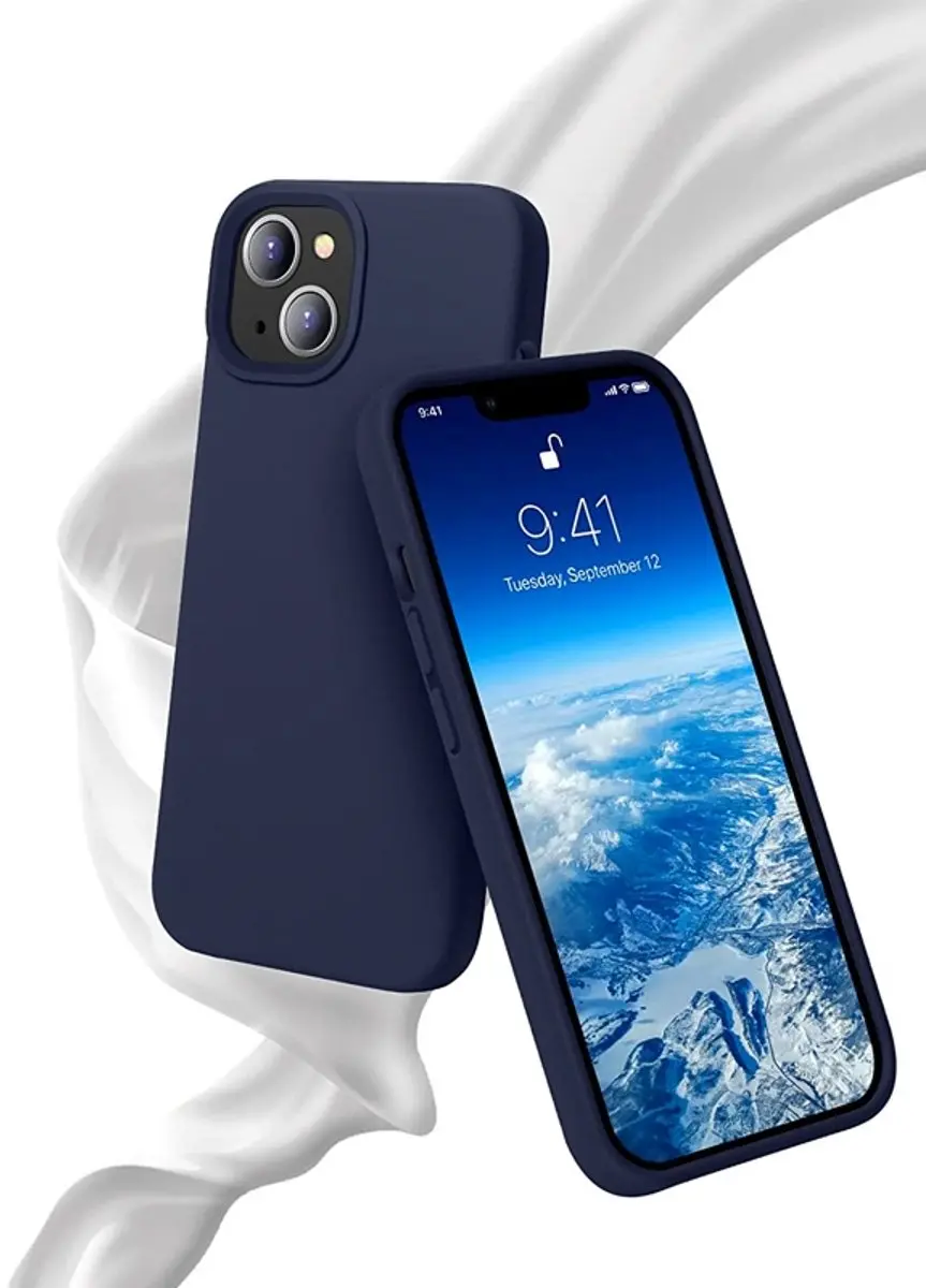 MobiQ 13-01547 Siliconen Hoesje iPhone 13 Mini - Donkerblauw