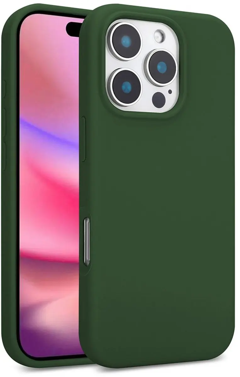 MobiQ Liquid Silicone Hoesje 46-00378 iPhone 16 Pro Max - Donkergroen