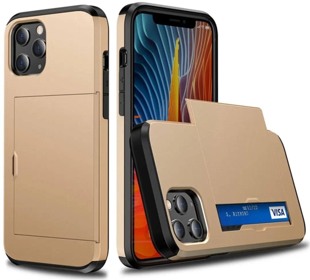 MobiQ Hoesje iPhone 12 Pro Max - 2 Pasjes Goud