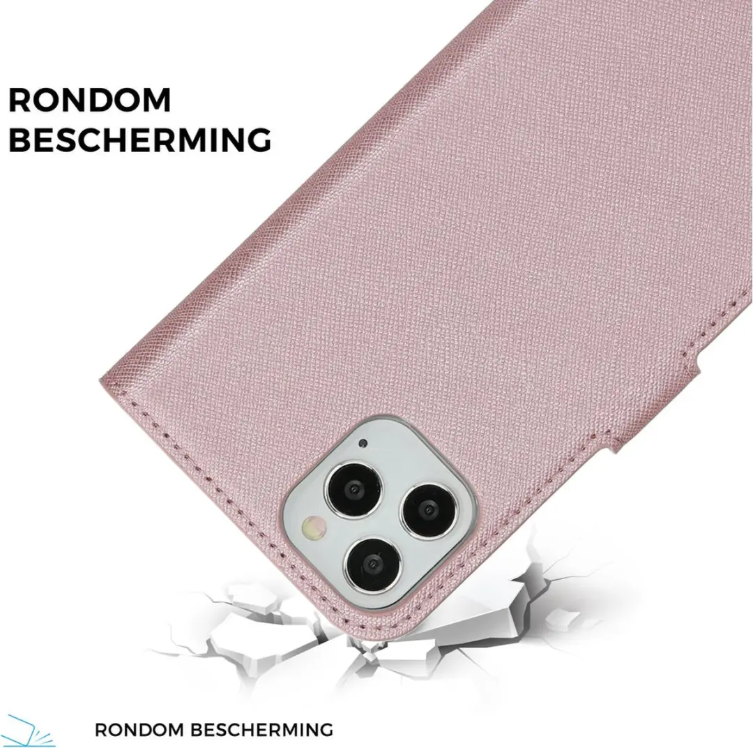 Mobiparts Saffiano Wallet Hoesje iPhone 12 - Roze - MP-5000139