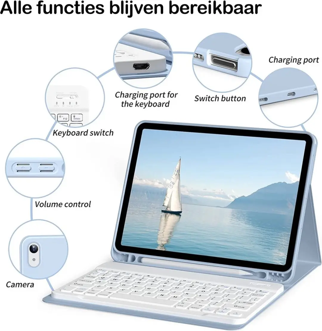 MobiQ 13-03442 Toetsenbordhoes iPad Air 6 11 - Lichtblauw
