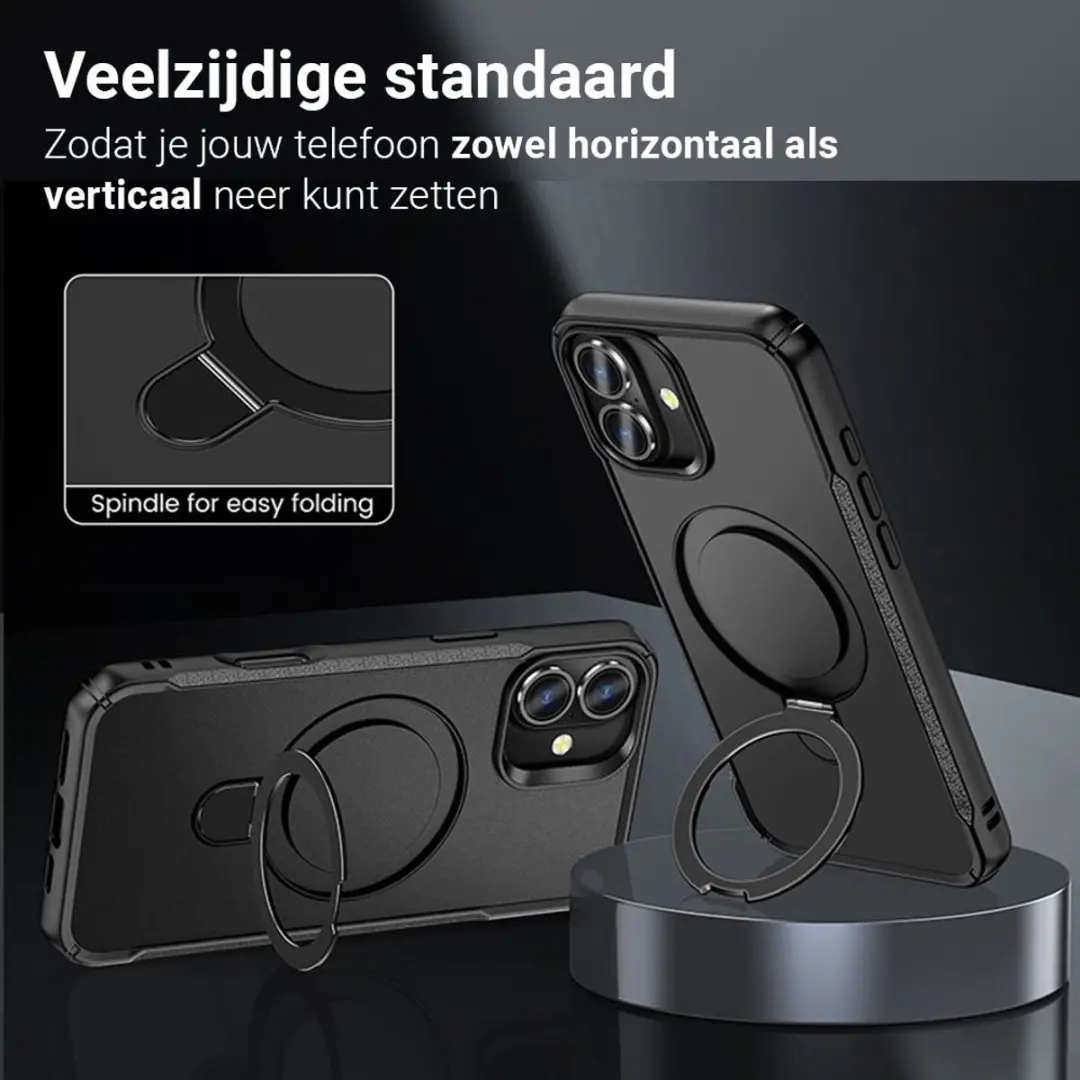 MobiQ Magnetisch Ringstand MagSafe Hoesje iPhone 17 - 46-01545 - Zwart