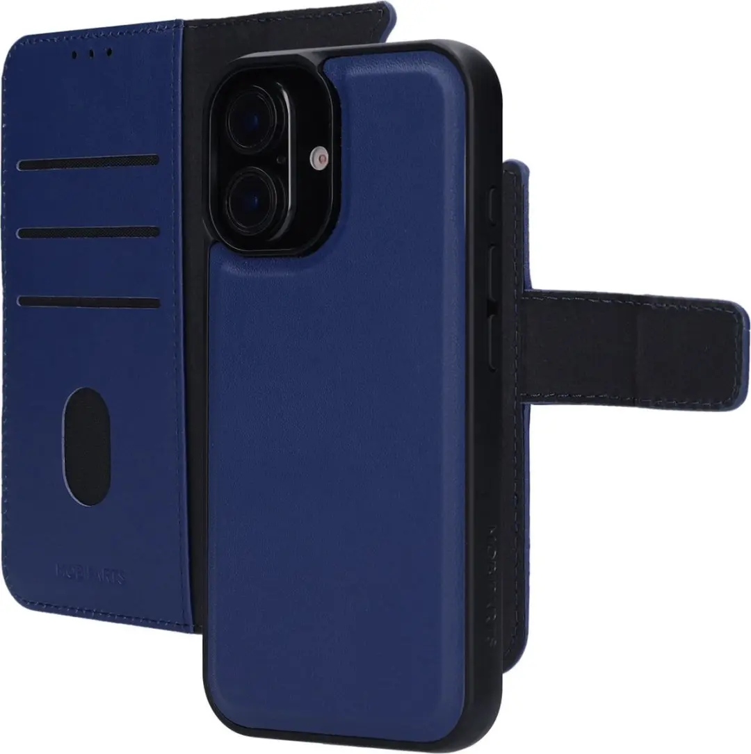Mobiparts MP-128816 Hoesje iPhone 16 - Wallet 2-in-1 - MagSafe - Echt Leder - Blauw