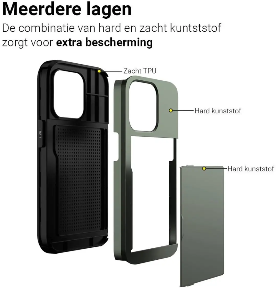 MobiQ Hybrid Card Case Hoesje 46-00147 - iPhone 16 Plus - Groen