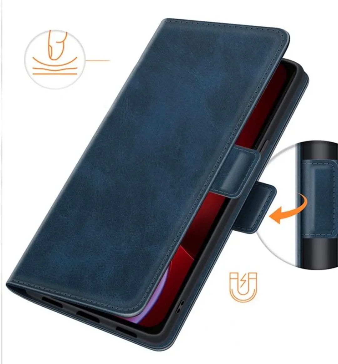 MobiQ PU Lederen Wallet Case iPhone 16 Pro Max - Blauw - 46-00425