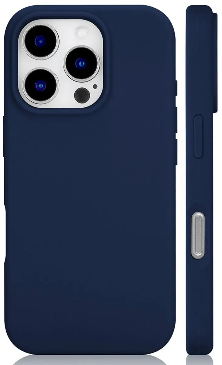 MobiQ Liquid Silicone Hoesje iPhone 16 Pro Max 46-00372 - Donkerblauw