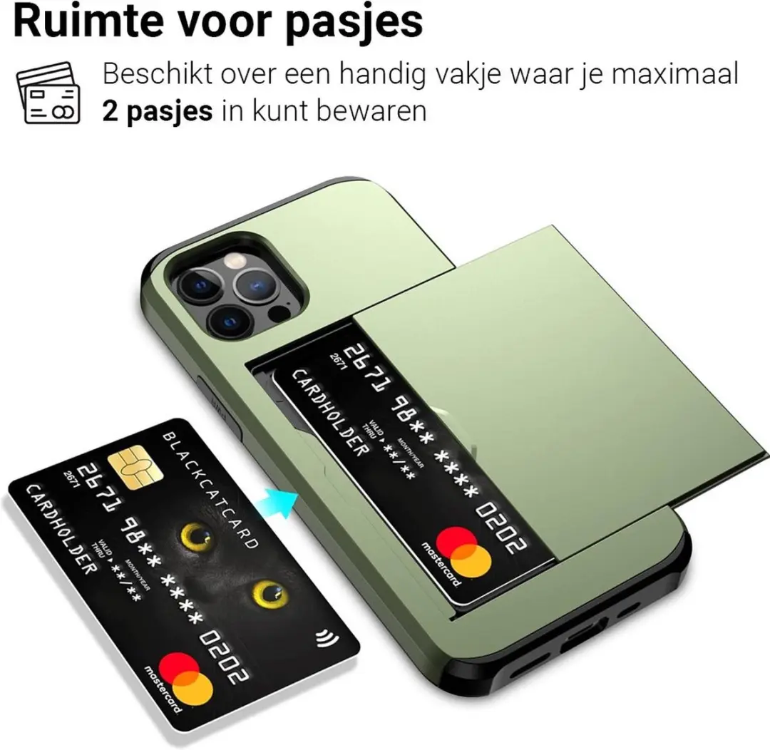 MobiQ Hoesje iPhone 13 Pro - 2 Pasjes - Groen