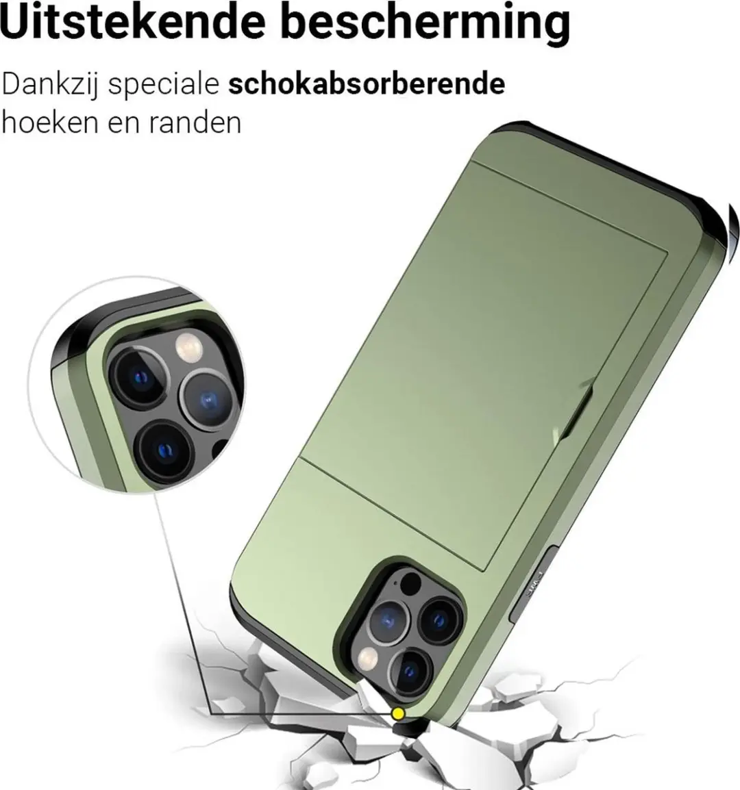 MobiQ Hoesje iPhone 13 Pro - 2 Pasjes - Groen