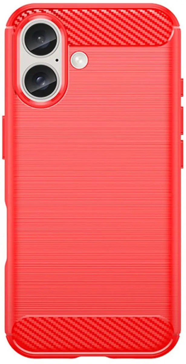 MobiQ Hybrid Carbon Look iPhone 17 Hoesje - Rood