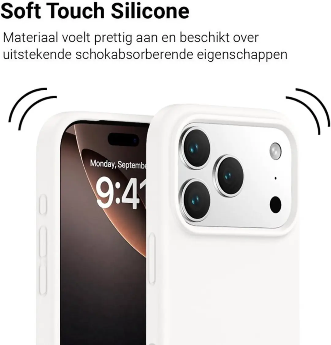 MobiQ Liquid Siliconen Hoesje 46-01435 - iPhone 17 Pro Max - Wit