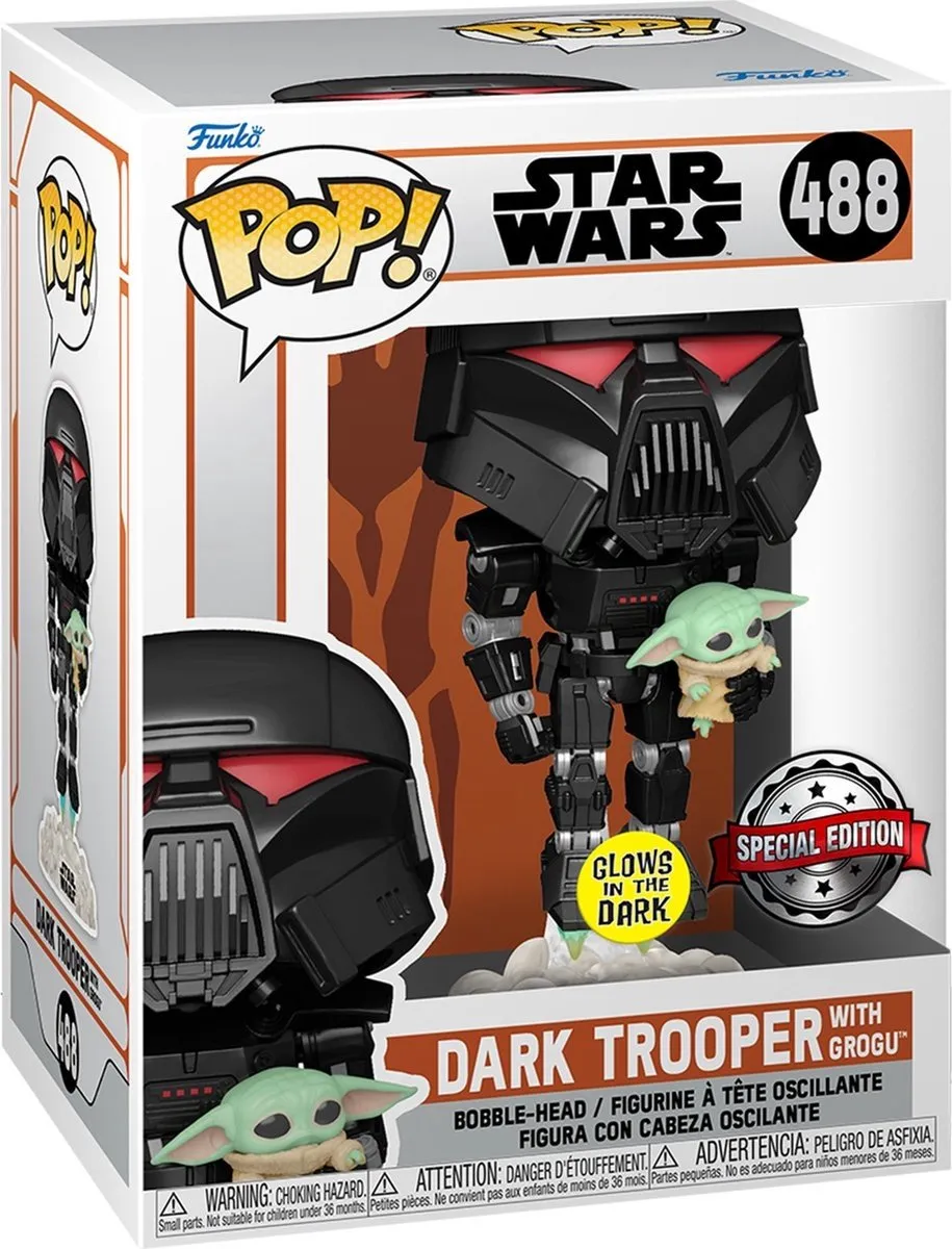Funko Pop Star Wars Dark Trooper met Grogu Glow in the Dark #488