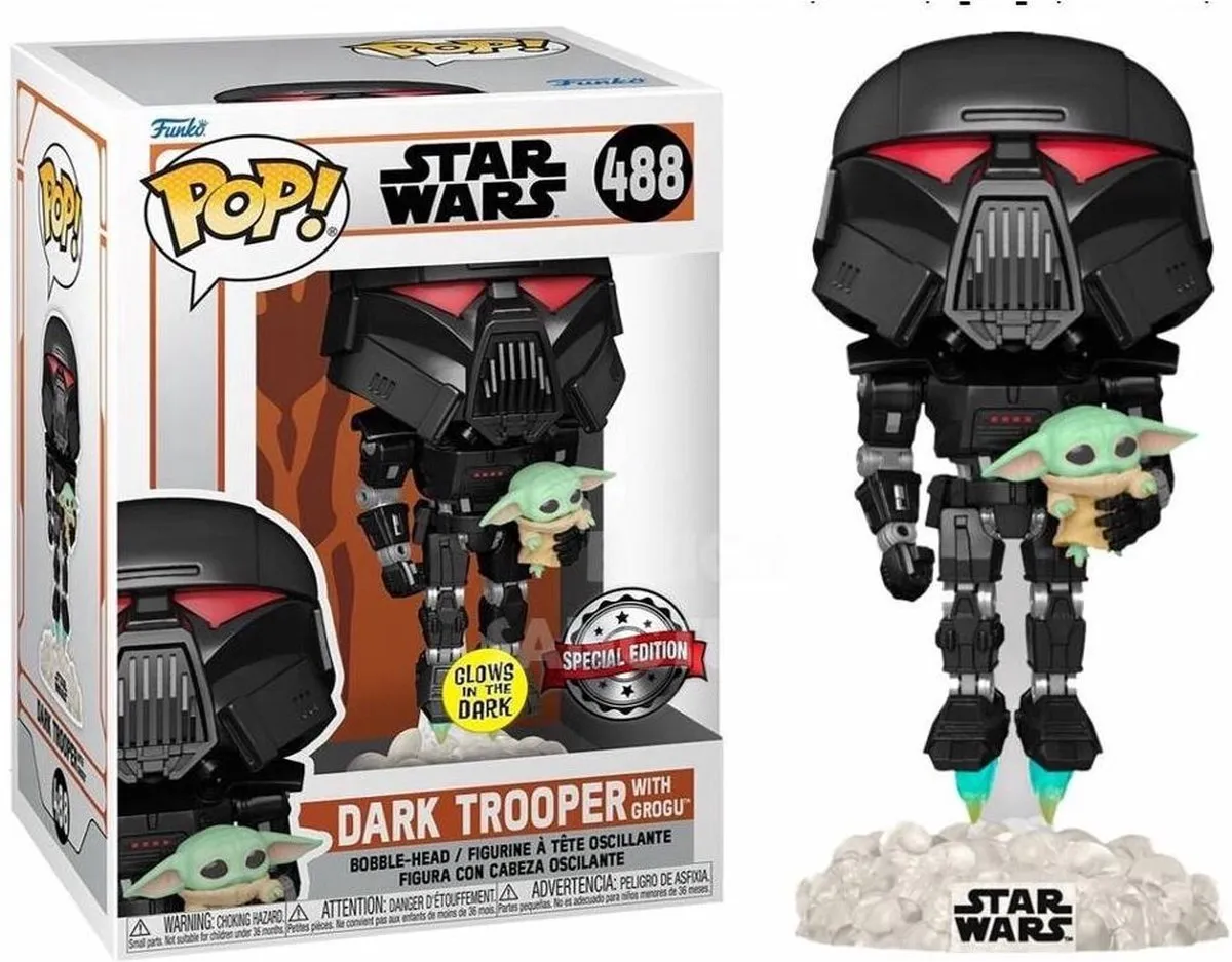 Funko Pop Star Wars Dark Trooper met Grogu Glow in the Dark #488
