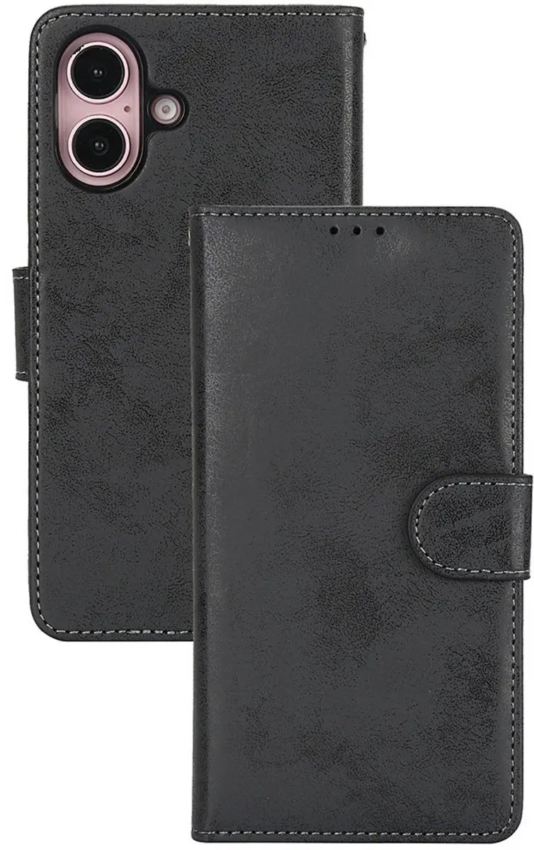 MobiQ Classic Wallet Case iPhone 16 - Zwart - MPN 46-00075