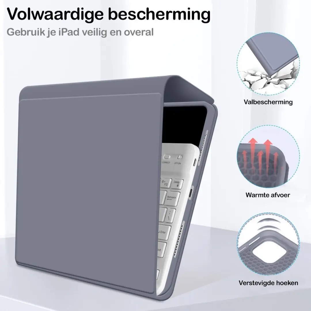 MobiQ Hoes met Toetsenbord 46-00943 - iPad Air 13 (2025) Lavender Grey