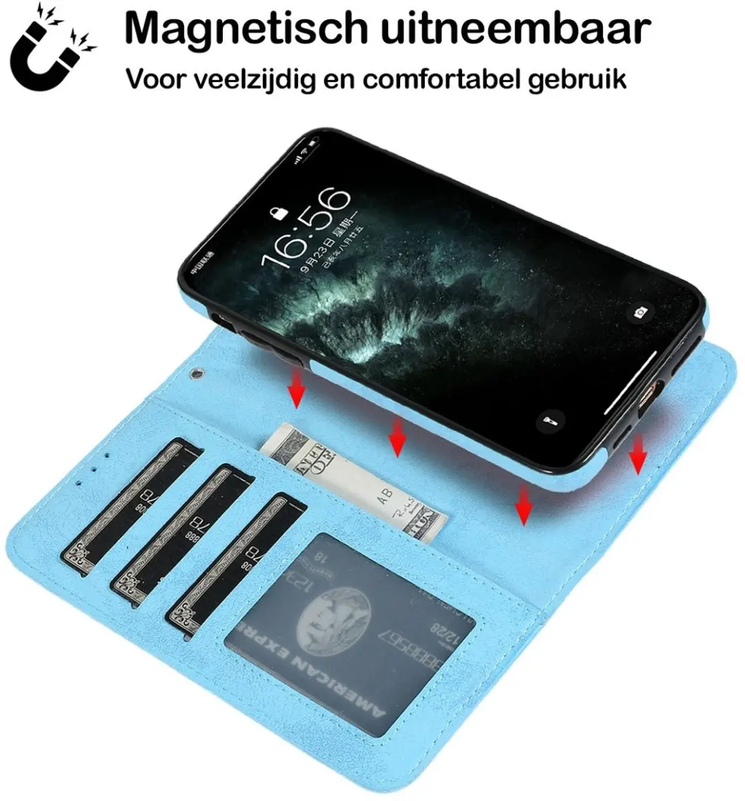 MobiQ Classic Wallet Case iPhone 16 Pro Max - lichtblauw - MPN 46-00434