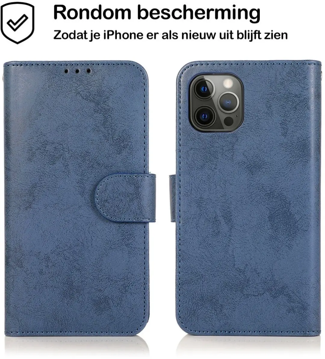 MobiQ Classic Wallet Case iPhone 16 - donkerblauw - MPN 46-00076