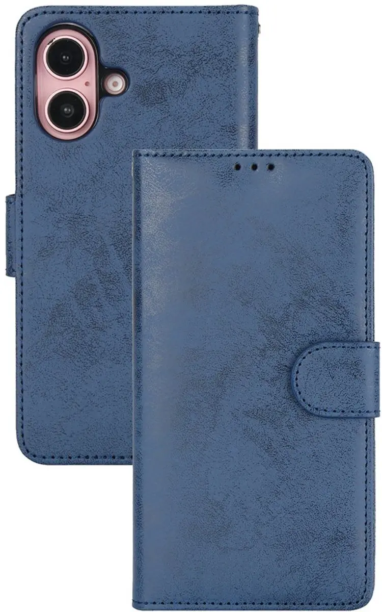 MobiQ Classic Wallet Case iPhone 16 - donkerblauw - MPN 46-00076