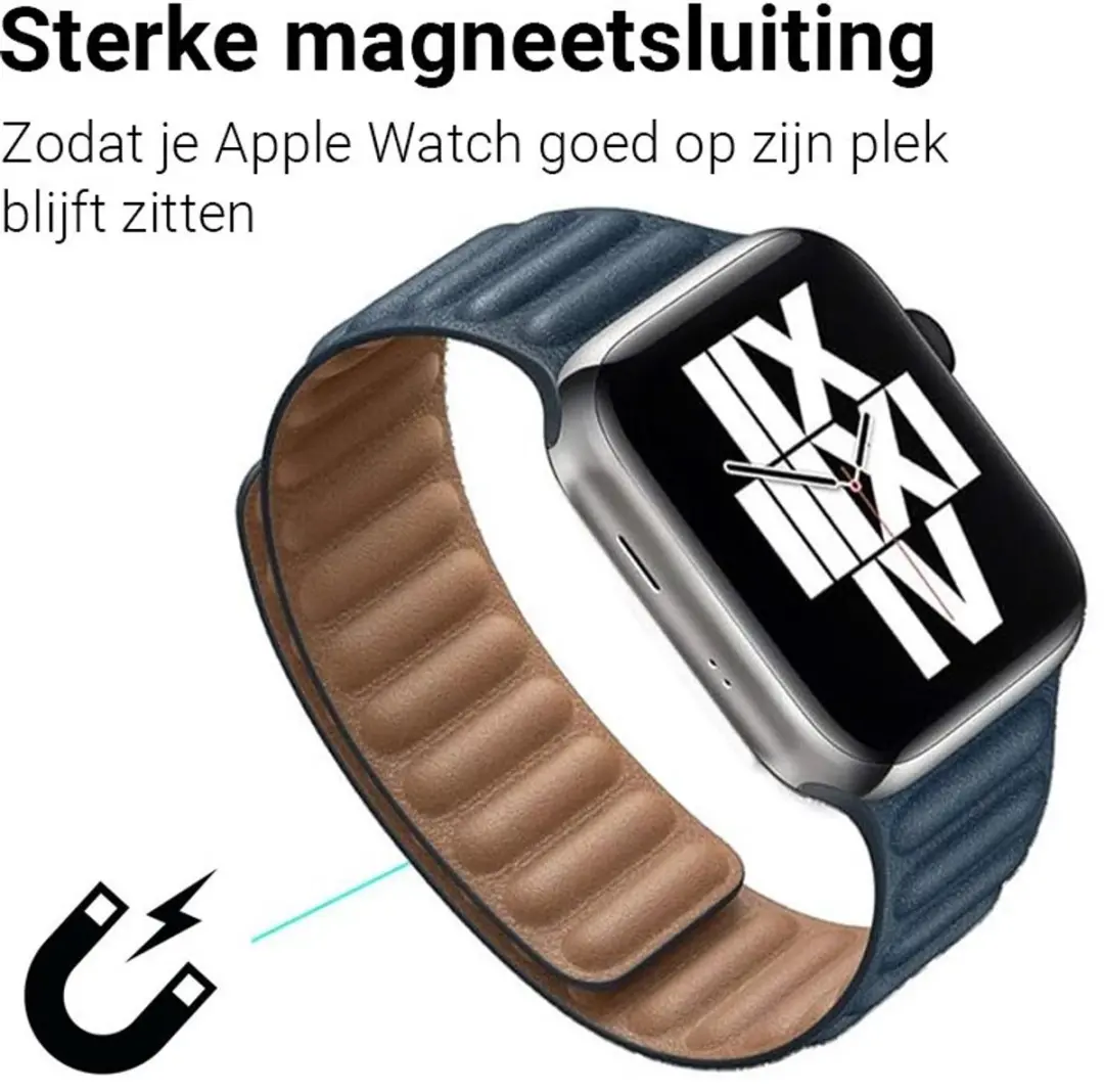 MobiQ Leather Link Magnetisch Bandje Apple Watch 41mm - Geel