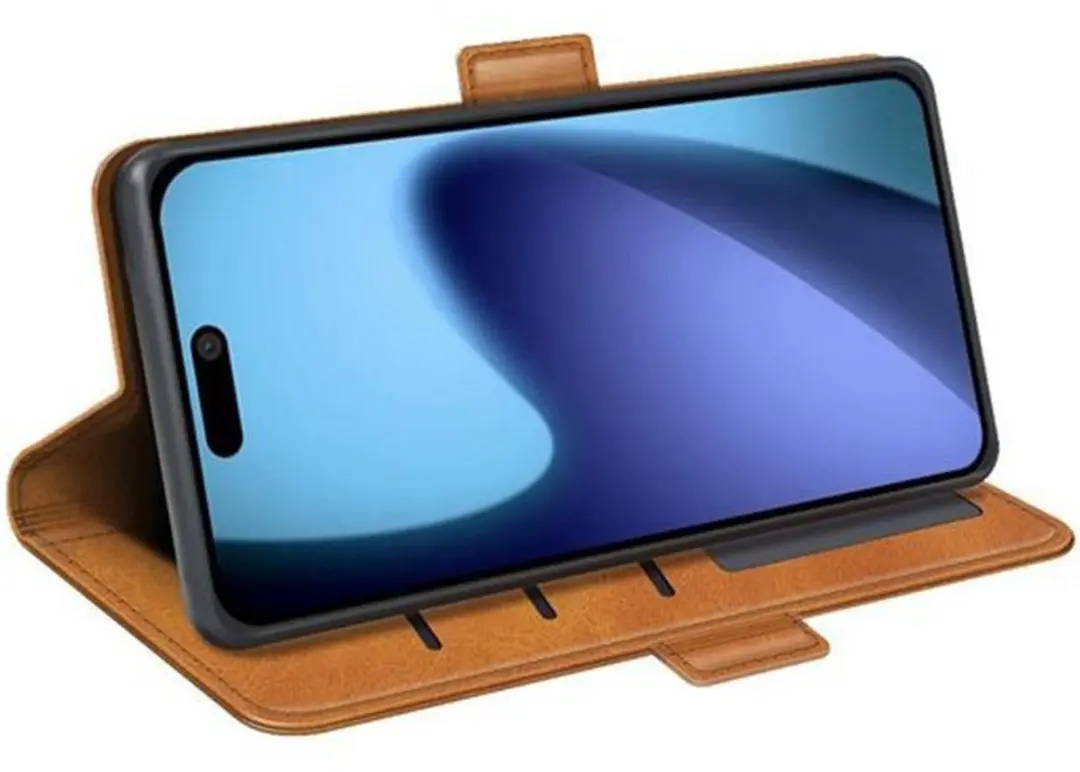 MobiQ PU Lederen Wallet Hoesje iPhone 17 Air - lichtbruin - MPN 46-01287
