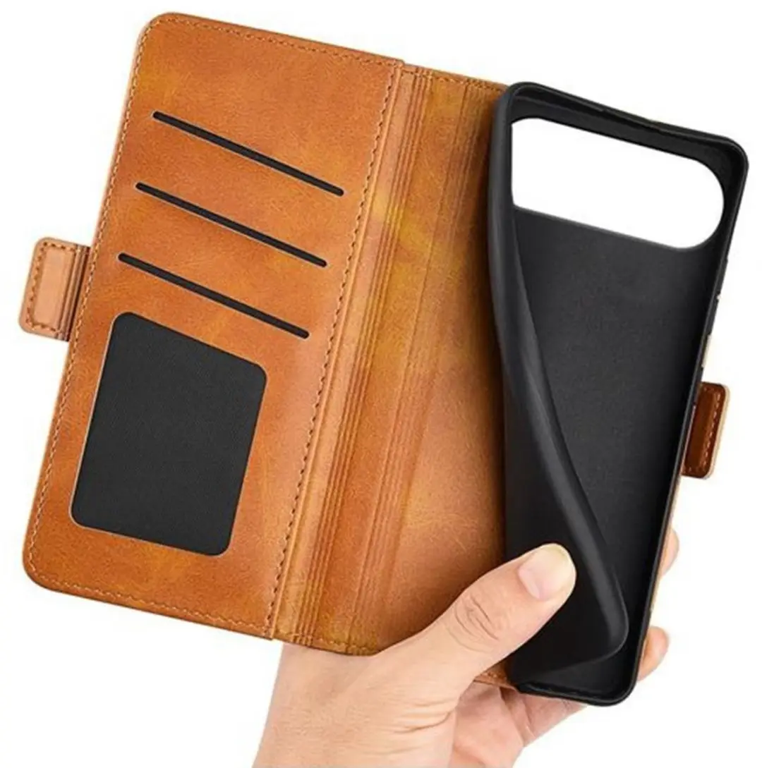MobiQ PU Lederen Wallet Hoesje iPhone 17 Air - lichtbruin - MPN 46-01287