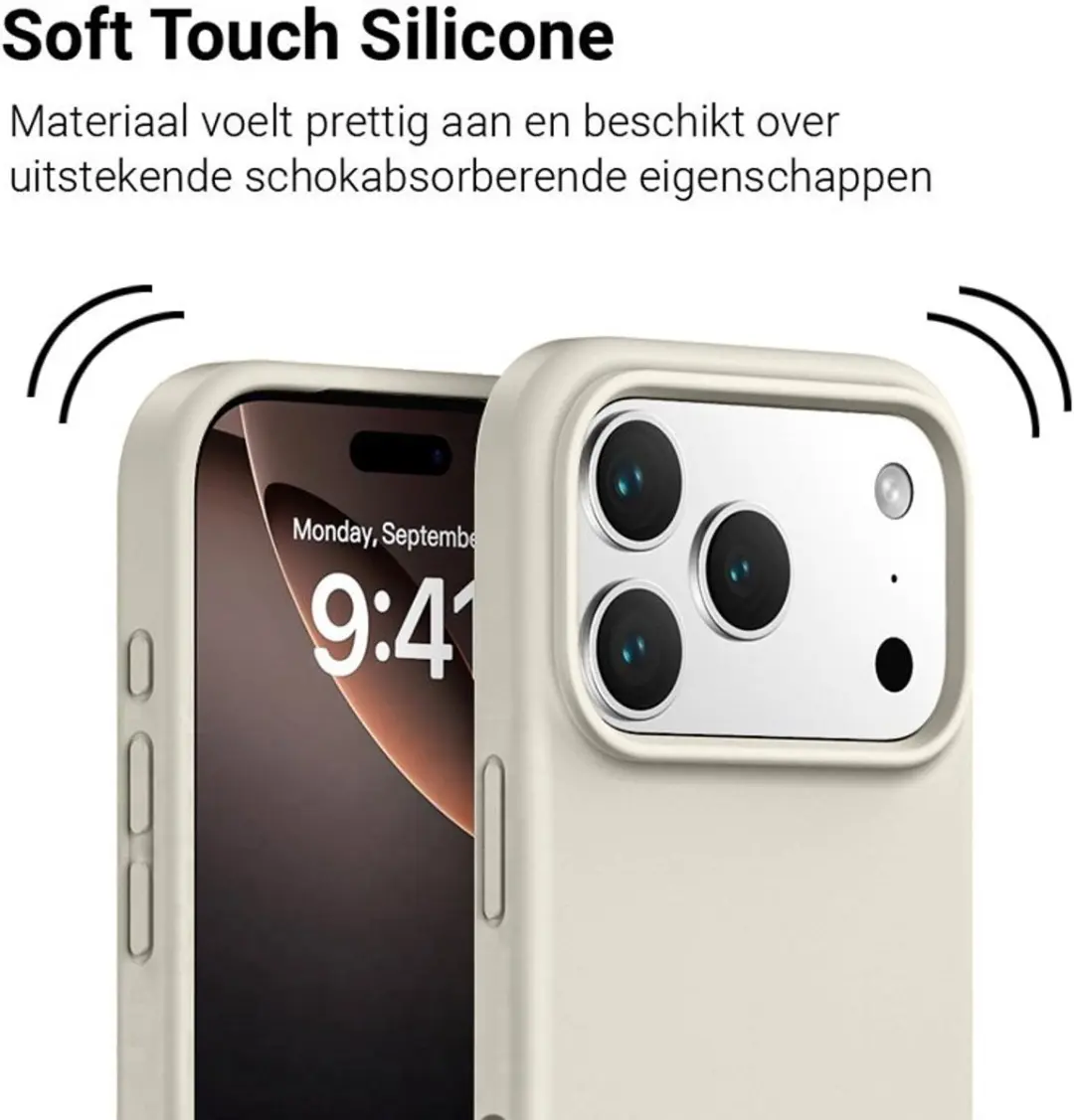 MobiQ Liquid Siliconen Hoesje 46-01440 - iPhone 17 Pro Max - Lichtgrijs