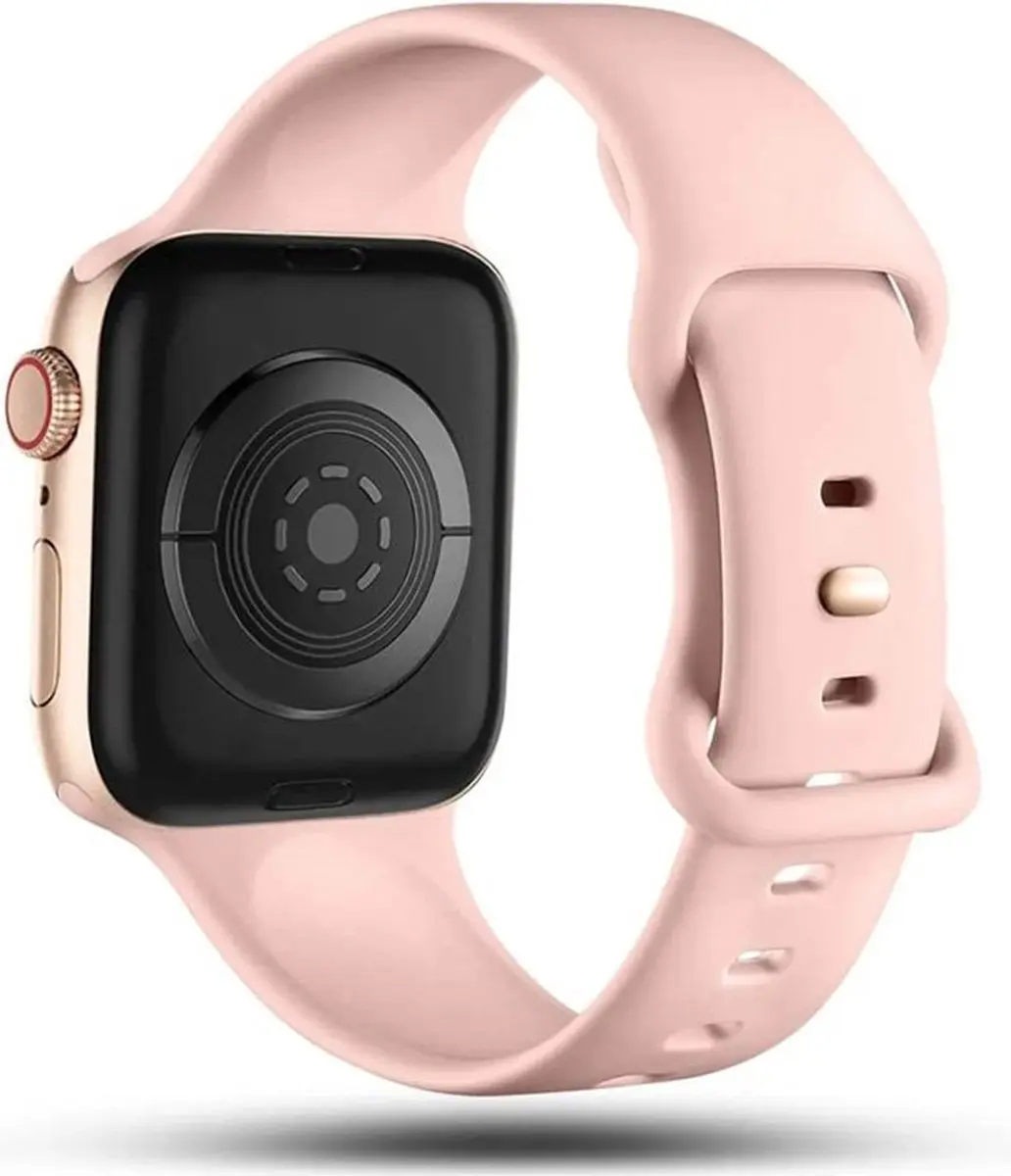 MobiQ Siliconen Bandje Apple Watch 45mm - Lichtroze