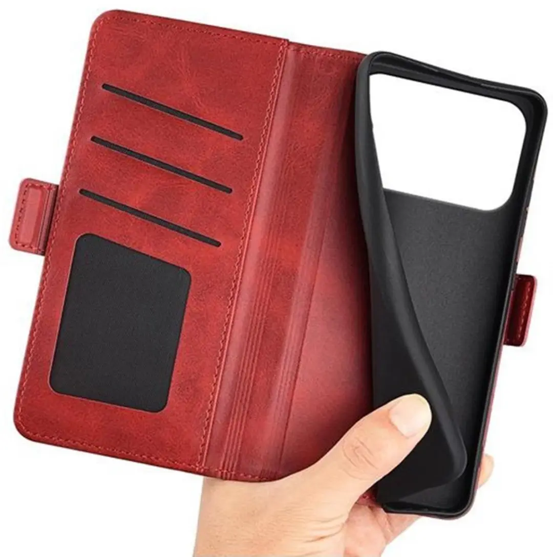 MobiQ PU Lederen Wallet Hoesje iPhone 17 Pro Max - Rood - MPN 46-01474