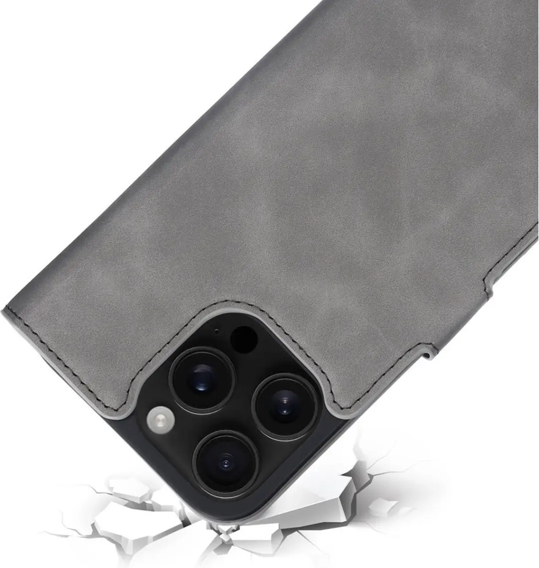 Mobiparts MP-128067 Hoesje iPhone 16 Pro Max - Eco Leer Grijs