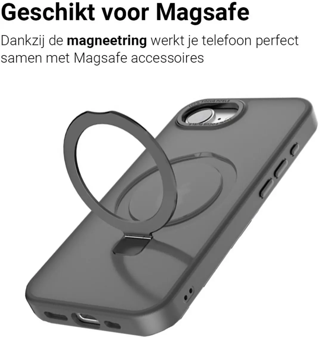 MobiQ Ringstand MagSafe Hoesje iPhone 16e 46-00856 - Zwart