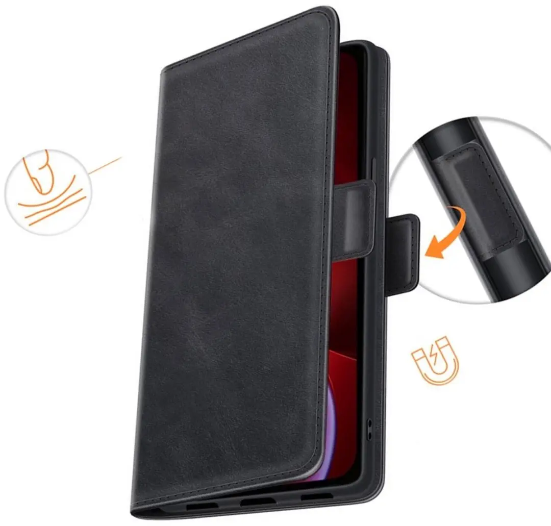MobiQ PU Lederen Wallet Case iPhone 16 Pro 46-00306 - Zwart
