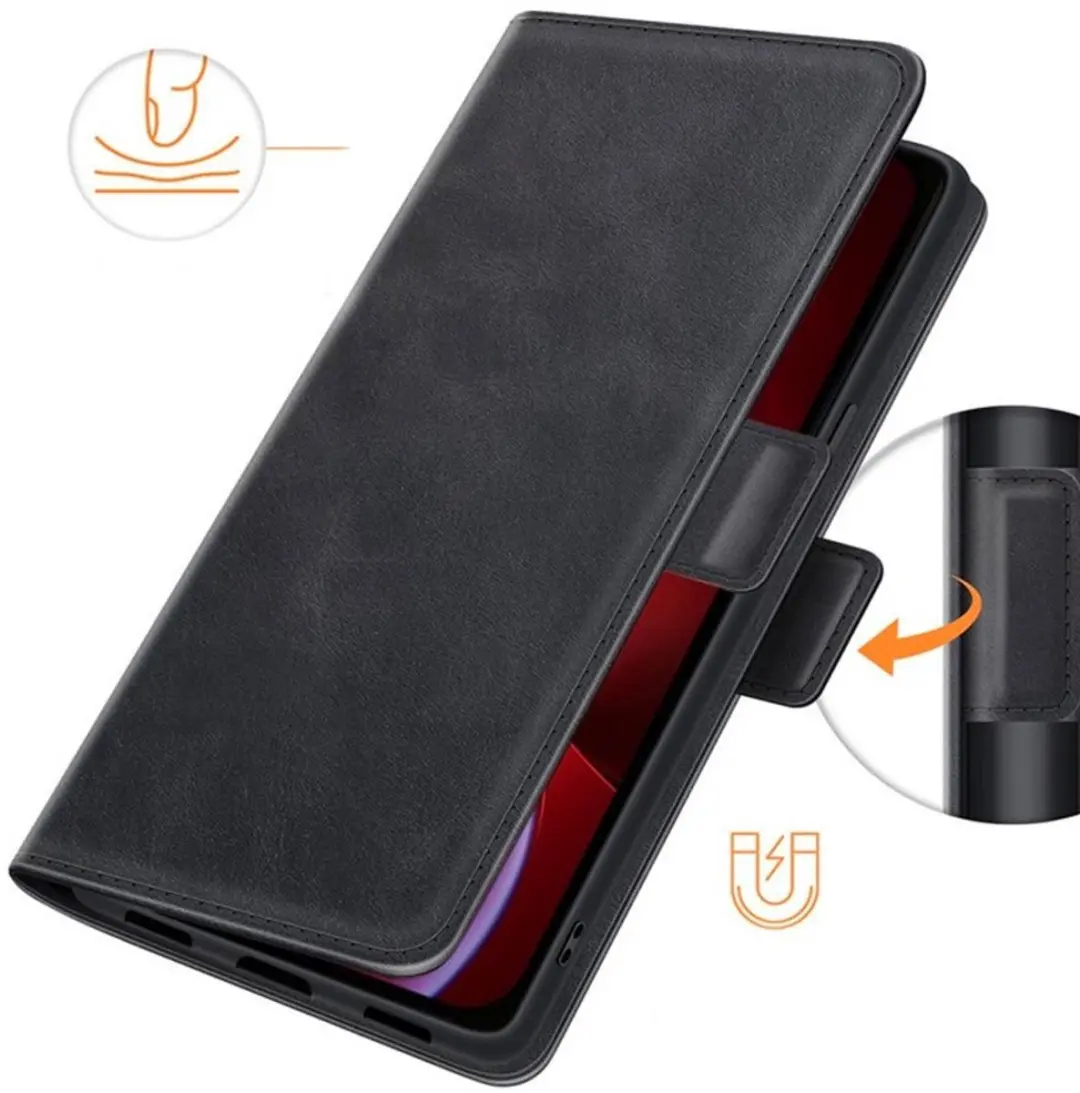 MobiQ PU Lederen Wallet Case iPhone 16 Pro 46-00306 - Zwart