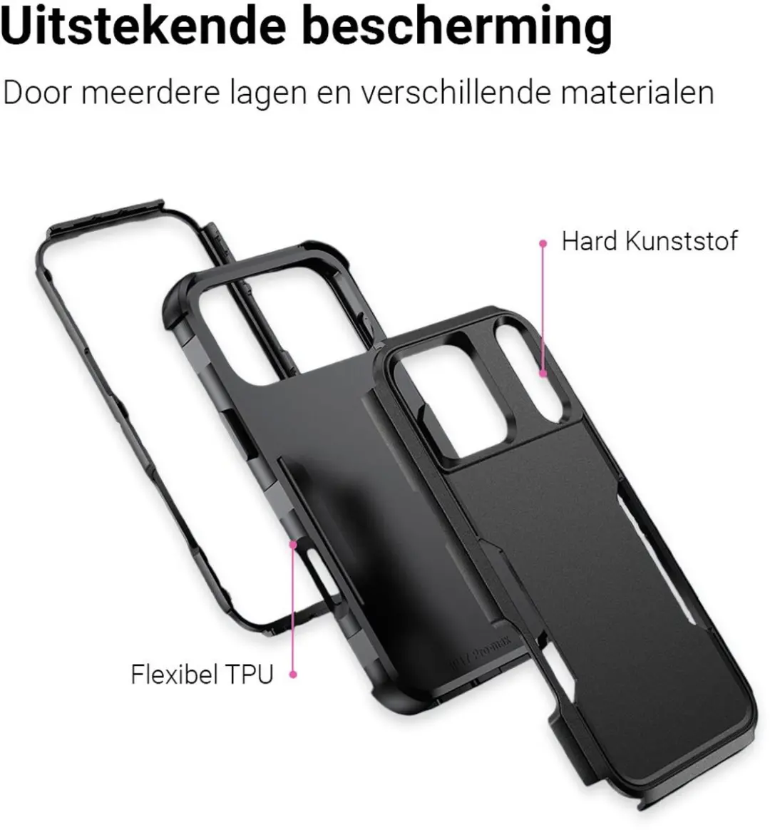 MobiQ Layered Armor Hoesje 46-01393 - iPhone 17 Pro - Zwart