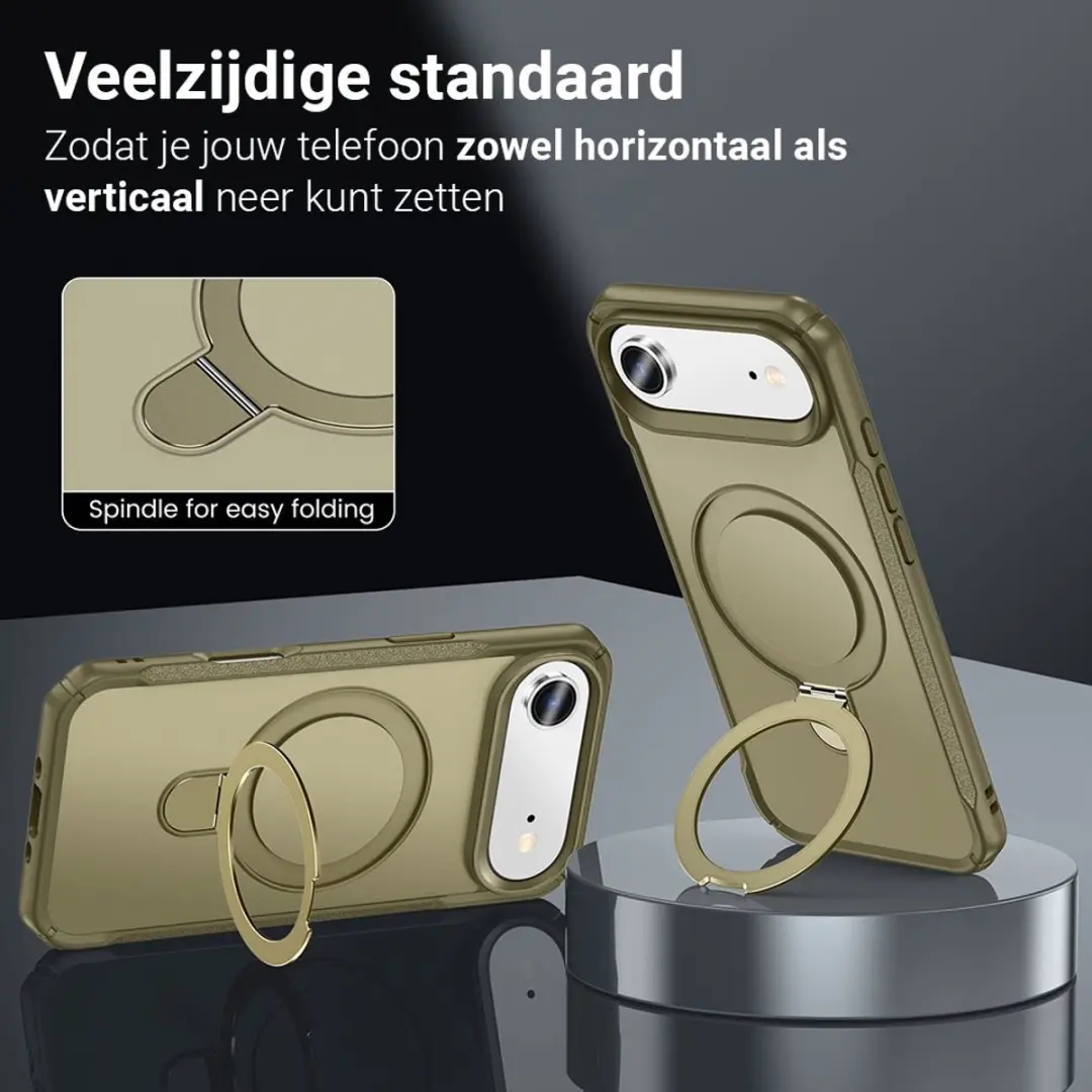 MobiQ Magnetisch Ringstand MagSafe Hoesje iPhone 17 Air - kaki - MPN 46-01551