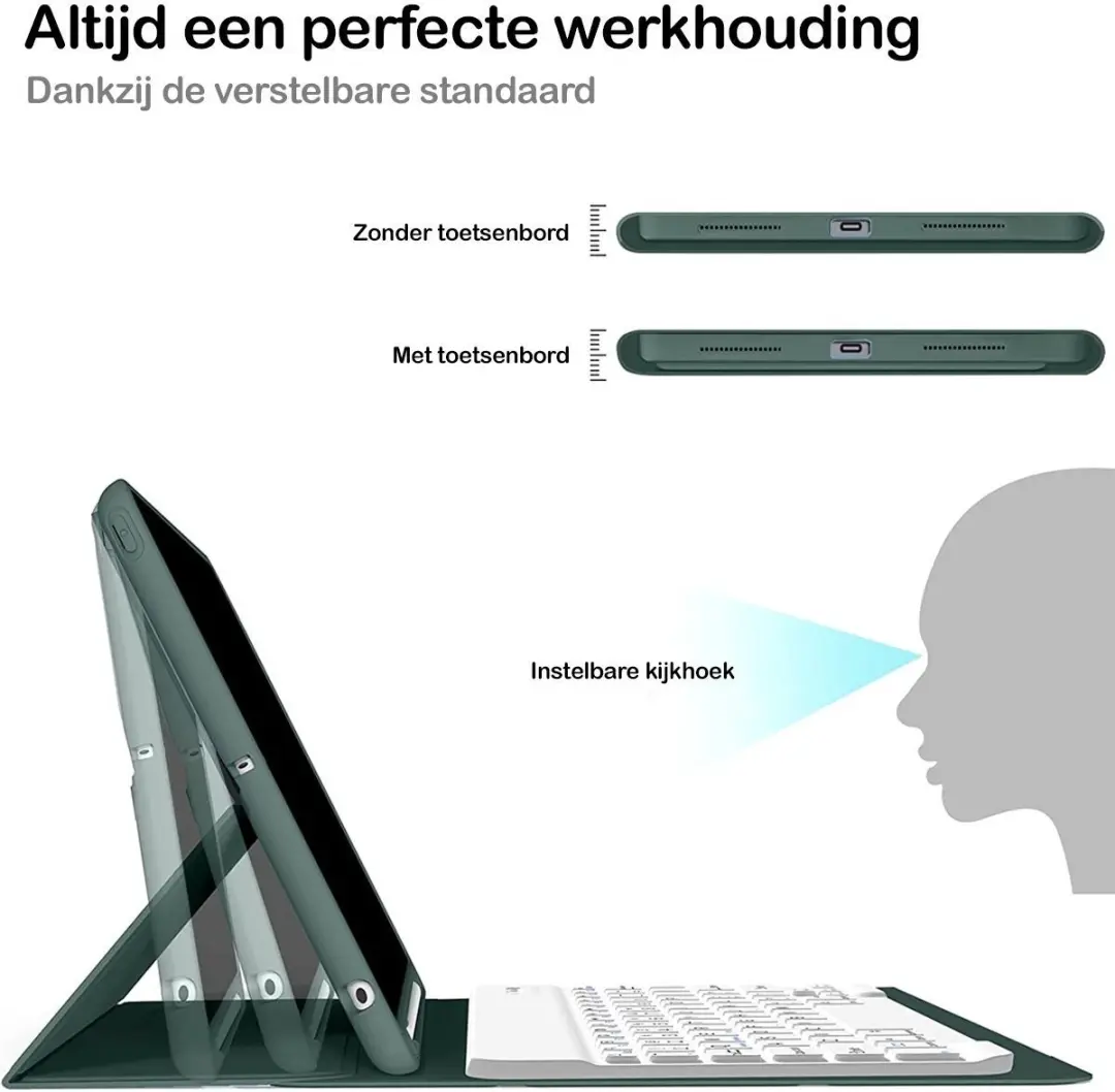 MobiQ iPad Air 11 (2026) Hoes met Toetsenbord - 11 Inch - Donkergroen