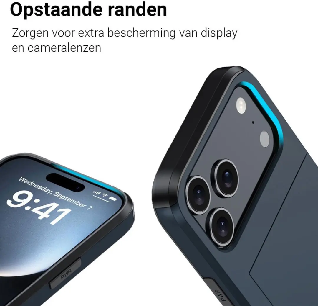 MobiQ Hybrid Card iPhone 17 Pro Hoesje - Blauw - MPN 46-01129