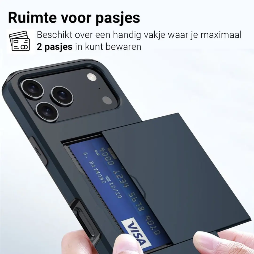 MobiQ Hybrid Card iPhone 17 Pro Hoesje - Blauw - MPN 46-01129