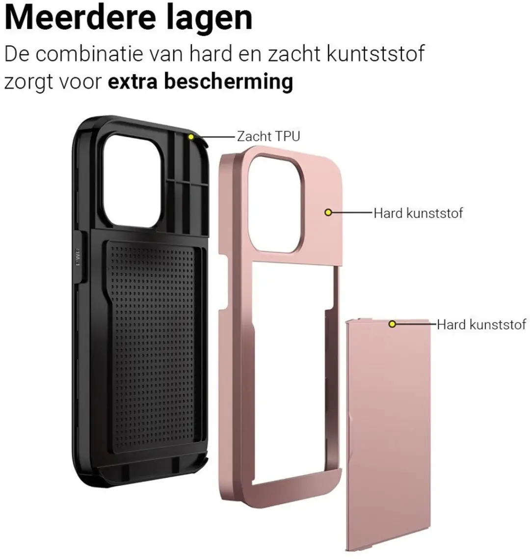MobiQ Hoesje iPhone 16e Pashouder - Roze - MPN 46-00827