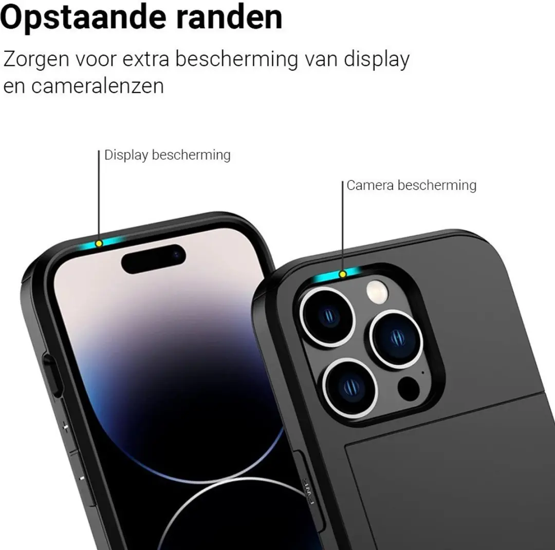MobiQ Hybrid Card Case Hoesje 46-00381 - iPhone 16 Pro Max - Zwart