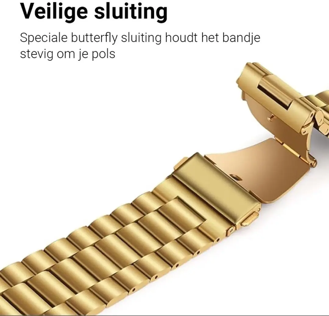 MobiQ Luxe Metalen Bandje Apple Watch 45mm - Goud