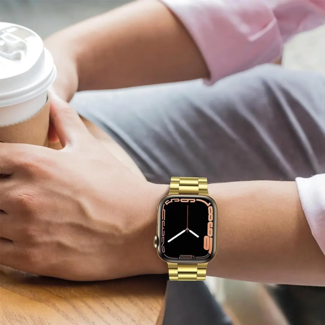 MobiQ Luxe Metalen Bandje Apple Watch 45mm - Goud