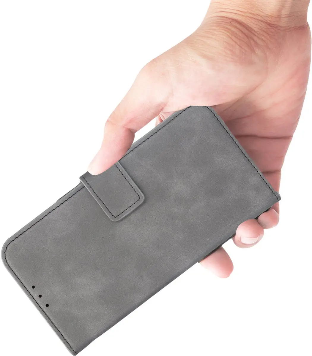 Mobiparts MP-128065 Hoesje iPhone 16 - Wallet Eco Leer Grijs