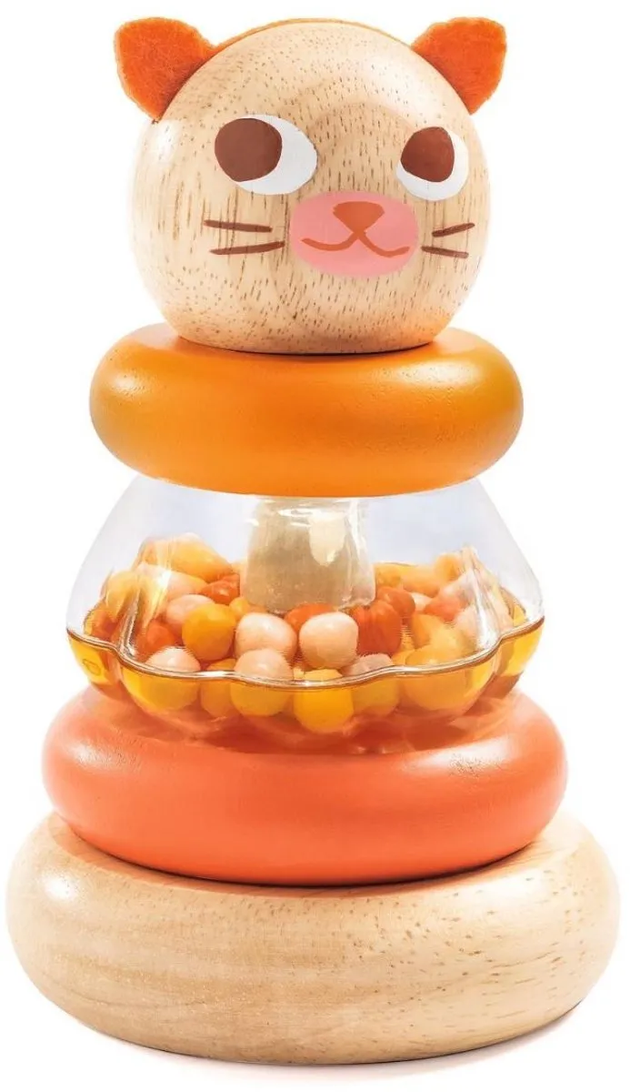 Djeco Stapelspel Stackitou - 4 Stukken - Hout/Wit/Oranje - afbeelding 3 van 4