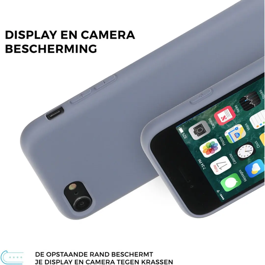 Mobiparts MP-5002694 Silicone Hoesje iPhone SE (2020) - Grijs - 2x Glas Screenprotector