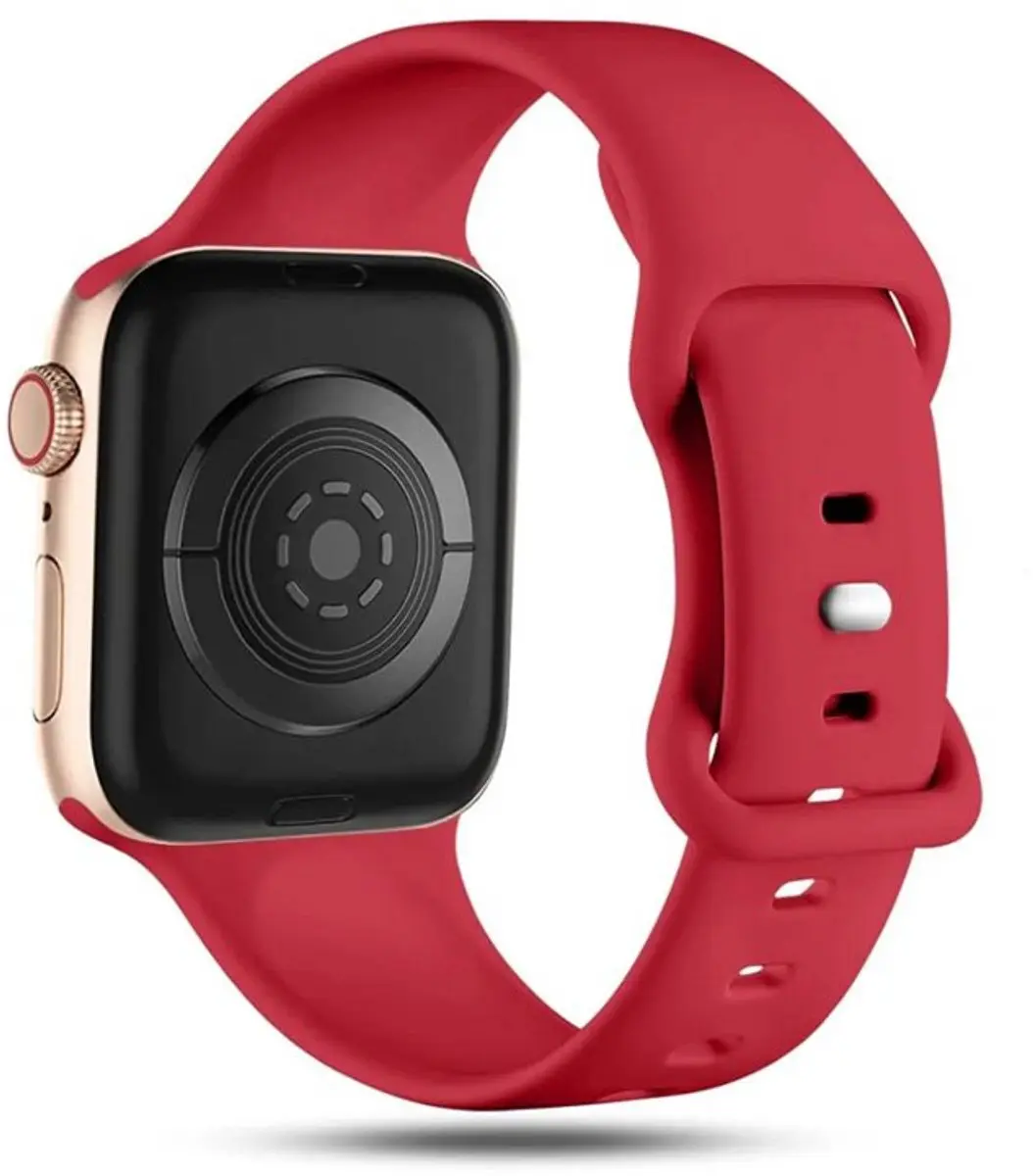 MobiQ Siliconen Bandje Apple Watch 46mm - Rood