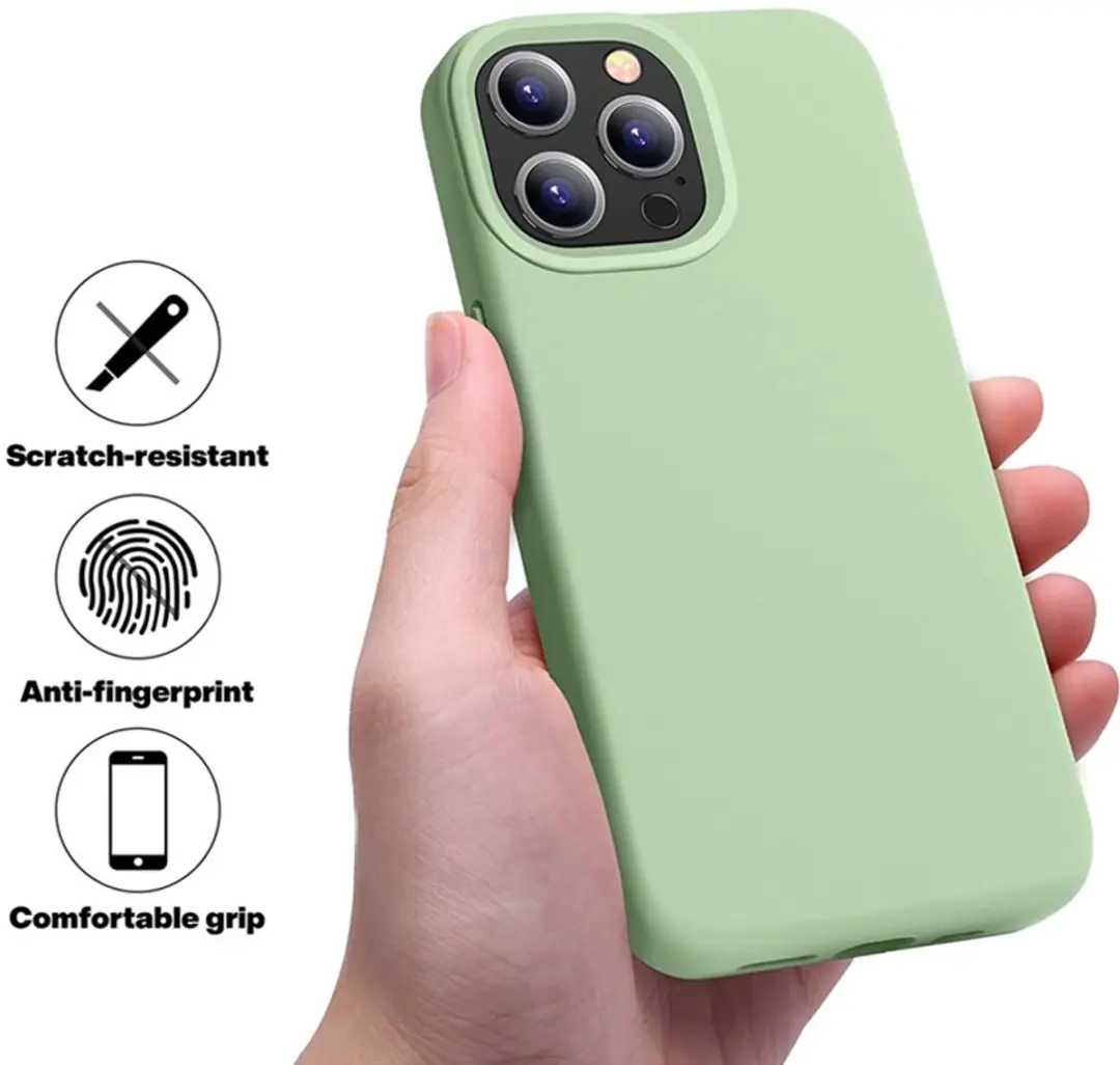 MobiQ Liquid Silicone Hoesje iPhone 13 Pro - mintgroen
