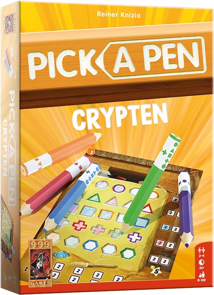 999 Games - Pick a Pen - Crypten - Dobbelspel - Dobbelen met potloden - Scorevellen van 3 verschillende niveaus - Gezelschapsspel - Familiespel - Klein cadeautje - bevat spelregels in NL en EN