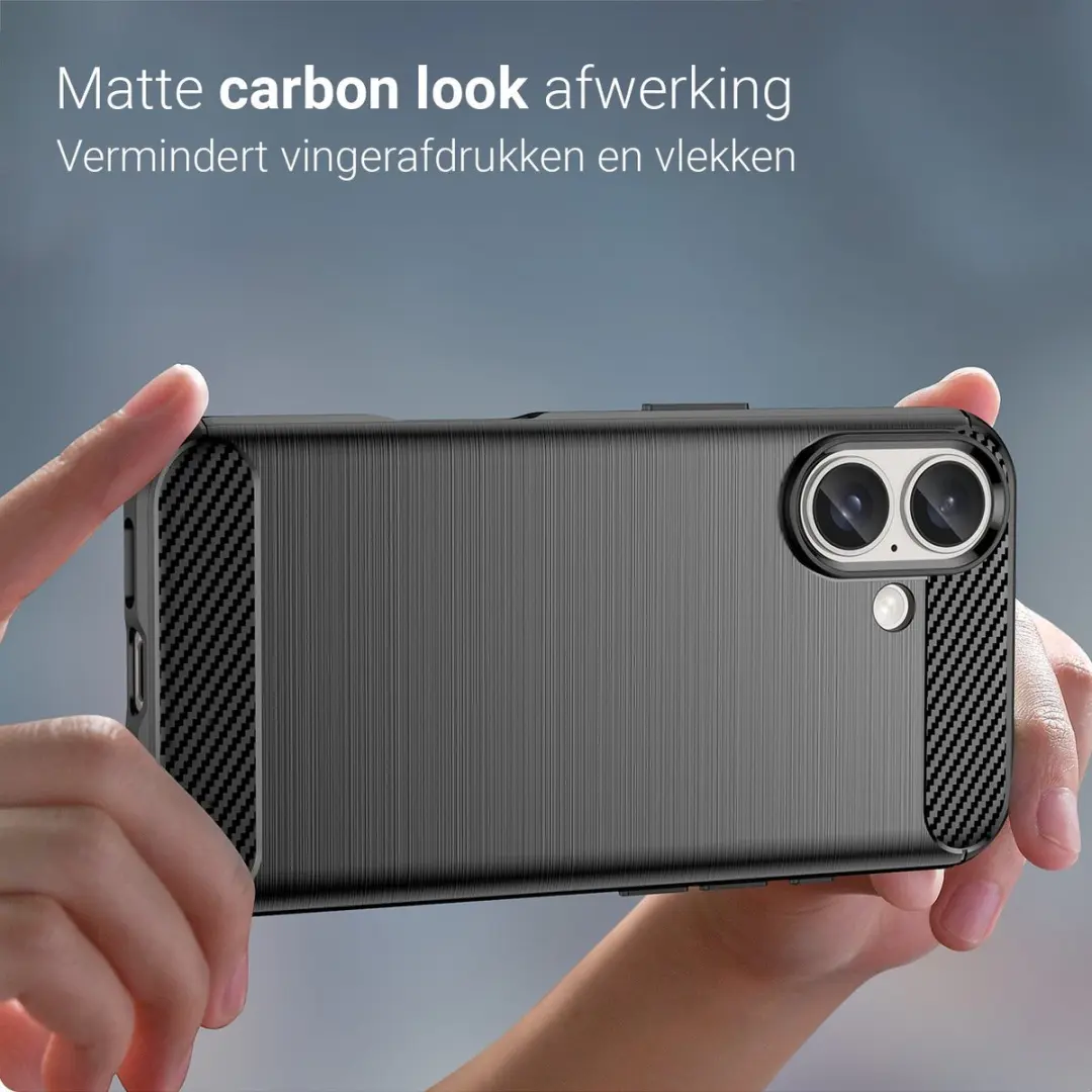 MobiQ Carbon Look Hoesje voor iPhone 16 - 46-00014
